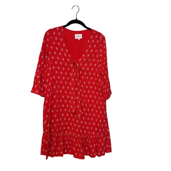Sezane Gigi Red White Floral Mini Dress Size 34 US 2 - Picture 1 of 5
